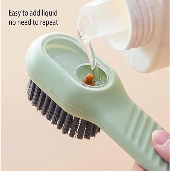 Multifunctional Shoe Brush,Liquid Adding Soft fur Cleaning Brush,Long Handle Automatic Liquid