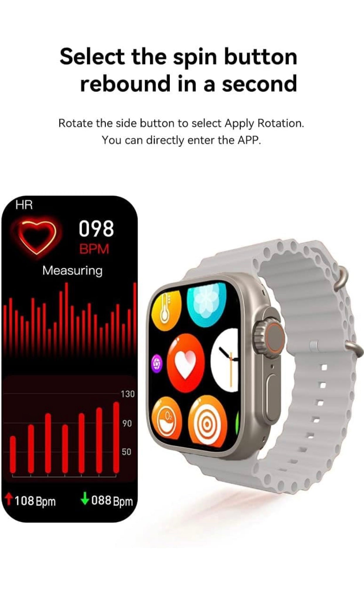 Ultra Smart Watch Silver Color For Men & Women - Fitness Activity , Heart Rate , Step Counter & Tracker - Waterproof Display