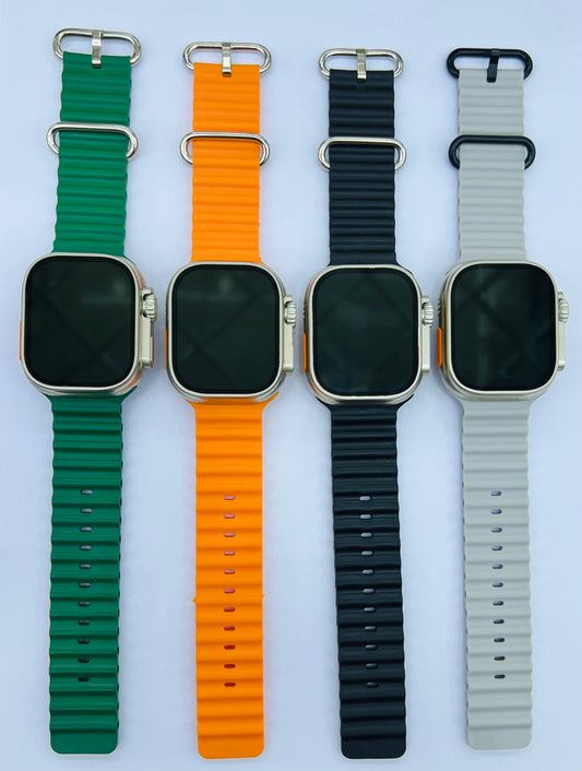 4Pcs Smart Watch Ultra ( Green , Orange , Black , White  )