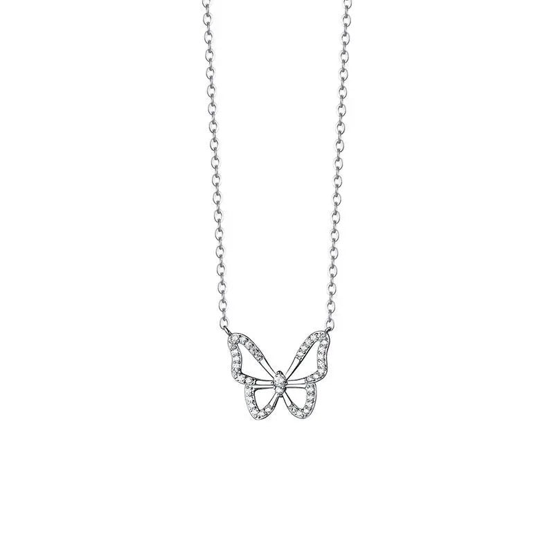 Mekki Butterfly Necklace For Women, Butterfly Pendant white Gold Plated Necklace